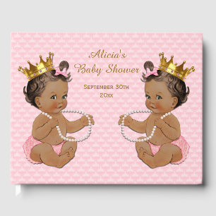 Ethnic Princess Twins Pink Baby Dusche Gästebuch