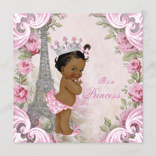 Ethnic Princess Vintag Paris Floral Baby Dusche Einladung