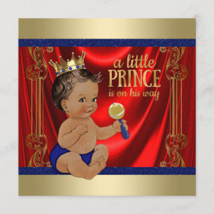 Ethnic Royal Blue Gold Prince Baby Dusche Einladung