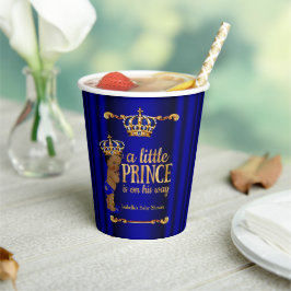 Ethnic Royal Blue Gold Prince Boy Baby Dusche Pappbecher