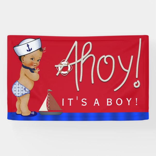 Ethnic Sailor Baby Nautical Baby Dusche Banner (Horizontal)