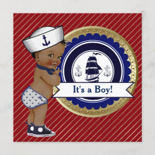 Ethnic Sailor Boy Nautical Baby Dusche Einladung