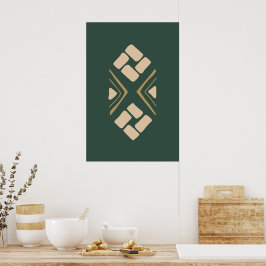 Ethnic Shape Brown Doodle Geometric Tribal Poster