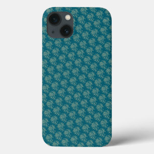 Ethnic Style Floral Mini-Print Beige auf Aquamarin Case-Mate iPhone Hülle