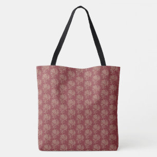 Ethnic Style Floral Mini-Print Beige auf Maroon