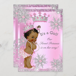 Ethnic Sweet Princess Baby Shower Wonderland Pink Einladung