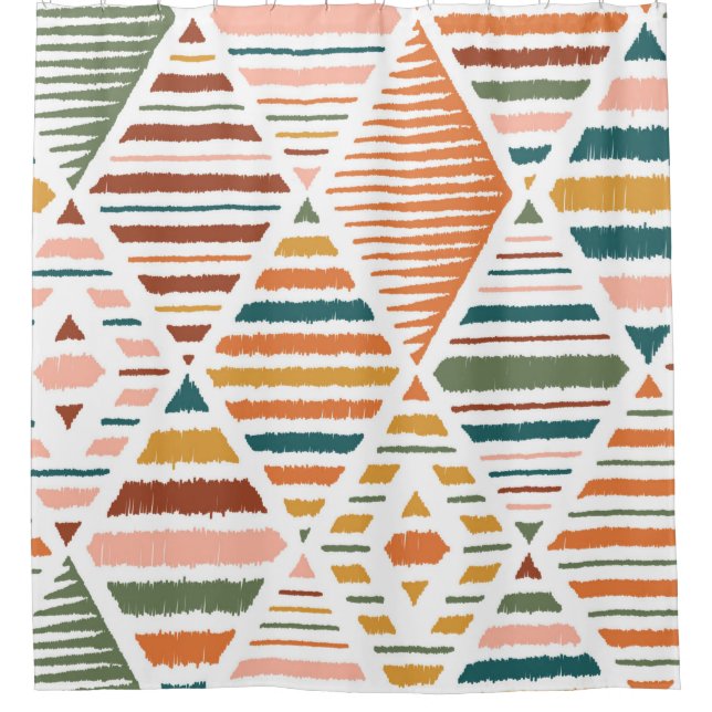 Ethnic Tribal Argyle Seamless Pattern. Traditional Duschvorhang (Vorderseite)