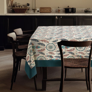 Ethnic Tribal Native Pastel Dreamcatcher Federn Tischdecke