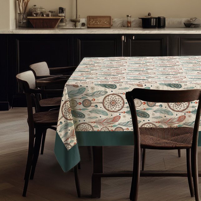Ethnic Tribal Native Pastel Dreamcatcher Federn Tischdecke (Ethnic Tribal Native pastel dreamcatcher feathers Tablecloth)