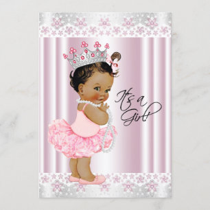 Ethnic Tutu Ballerina Pearl and Lace Baby Shower Einladung