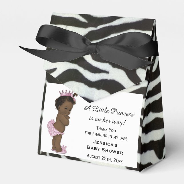 Ethnic Vintag Princess Baby Shower Zebra Muster Geschenkschachtel (Vorderseite)