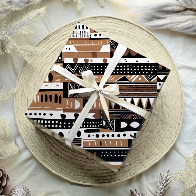 Ethnisch-afrikanisches Geschenk für die Rustikal Geschenkpapier (Rustic Tribal Ethnic Earthy African American Gift Wrapping Paper)