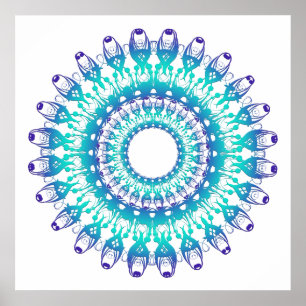 ethnisch aquamarine Mandala. Poster