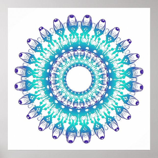 ethnisch aquamarine Mandala. Poster (Vorne)