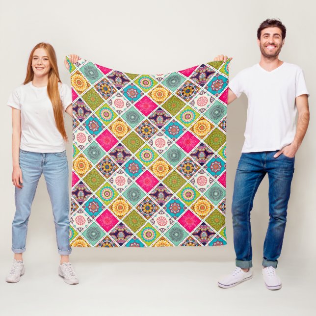 Ethnisch bedruckte Mandala-Muster Fleecedecke (Beispiel)