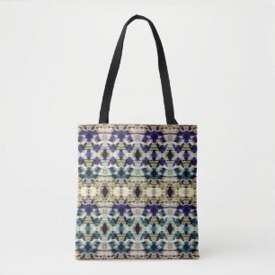 Ethnisch Blau, Beige Ikat 