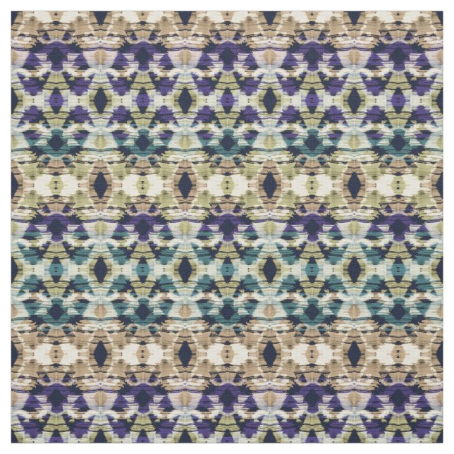 Ethnisch blau, beige Ikat  Stoff (Muster)