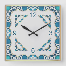 Ethnisch blau quadratische wanduhr