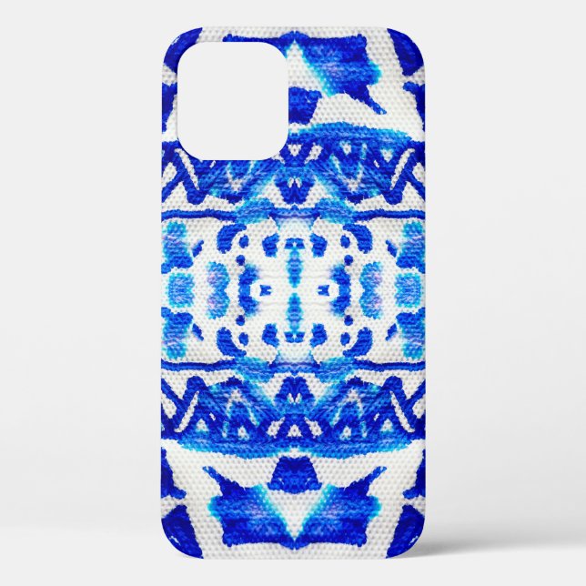 Ethnisch-blaues Aquarellmuster Case-Mate iPhone Hülle (Rückseite)