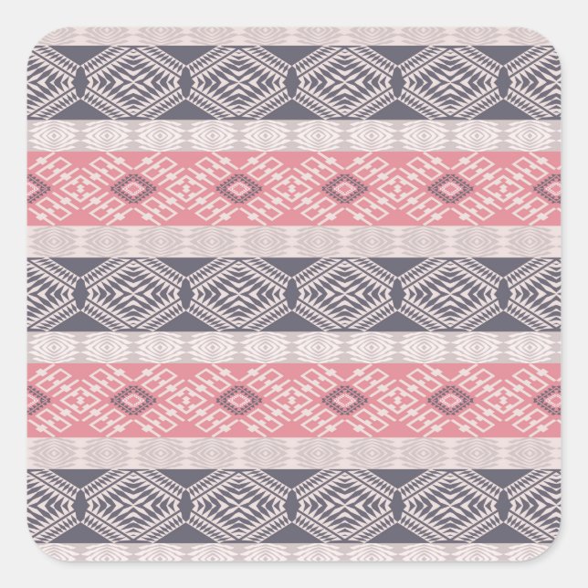 Ethnisch-boho Stil geometrische Muster. Quadratischer Aufkleber (Vorderseite)