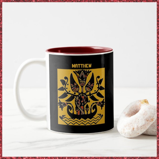 Ethnisch-ethnisches Tattoo-Muster Zweifarbige Tasse (Von Creator hochgeladen)