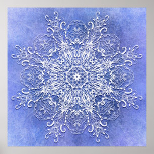 Ethnisch florale Mandala auf Grunge Hintergrund. Poster