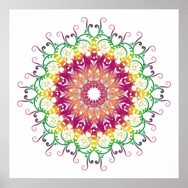 ethnisch florale Multicolor mandala. Poster (Vorne)