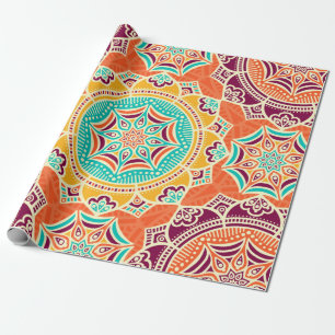 Ethnisch-florales nahtloses Muster Geschenkpapier