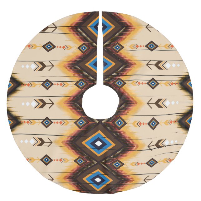 Ethnisch geometrisch: abstraktes Musterdesign. Polyester Weihnachtsbaumdecke (Vorderseite)