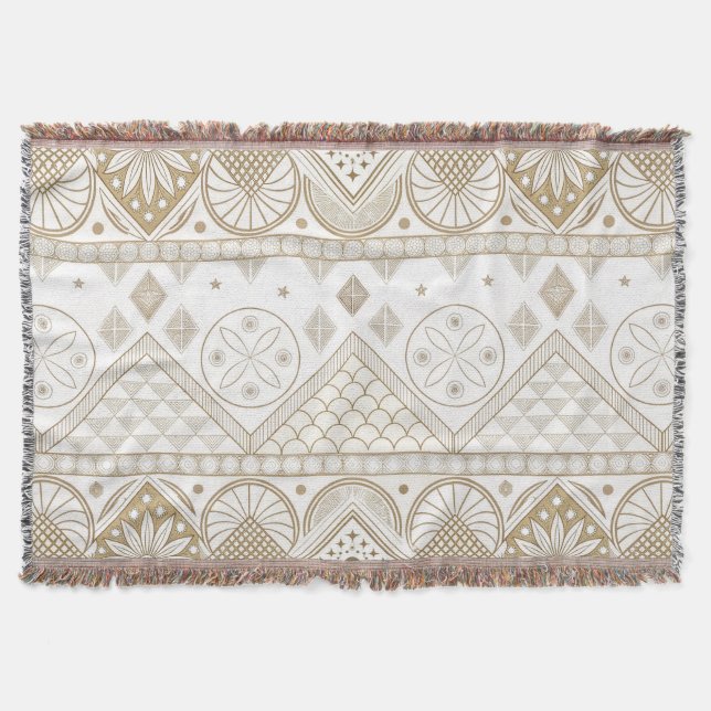 Ethnisch geometrisches, florales, nahtloses Muster Decke (Vorderseite)