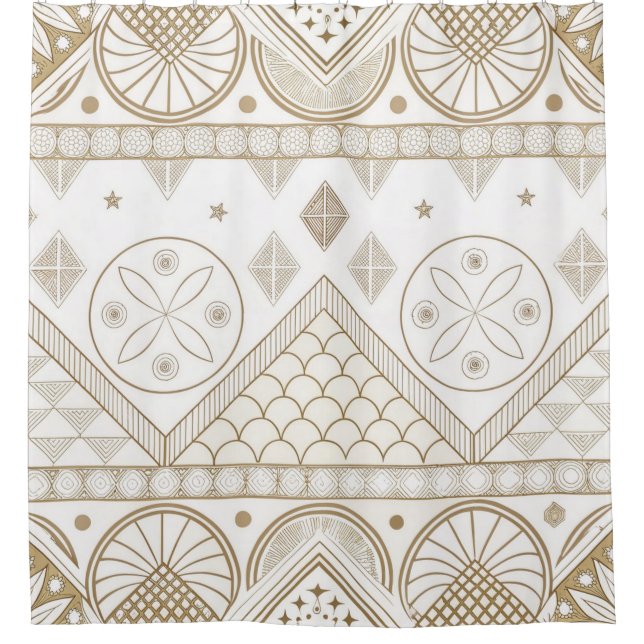 Ethnisch geometrisches, florales, nahtloses Muster Duschvorhang (Vorderseite)