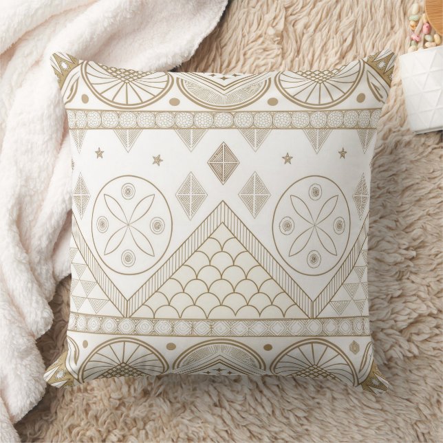 Ethnisch geometrisches, florales, nahtloses Muster Kissen (Decke)