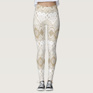 Ethnisch geometrisches, florales, nahtloses Muster Leggings