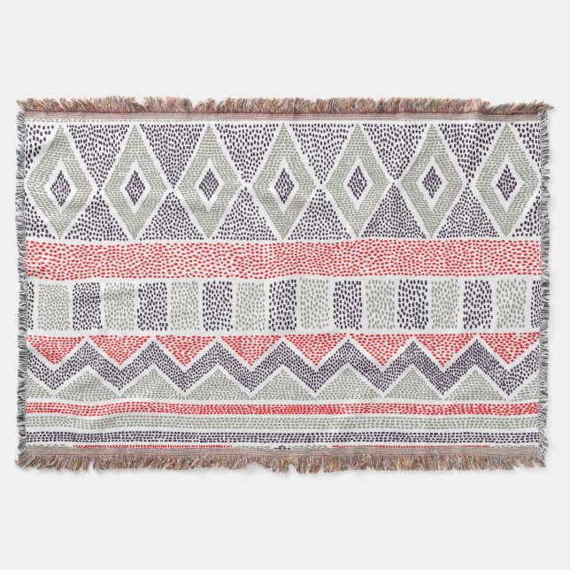 Ethnisch gestreifter Stamm: Handmade Vintag Decke (Vorderseite)