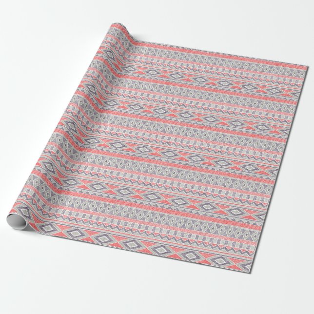 Ethnisch gestreifter Stamm: Handmade Vintag Geschenkpapier (Ungerollt)