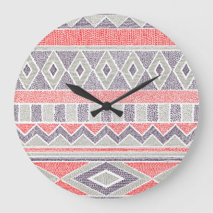 Ethnisch gestreifter Stamm: Handmade Vintag Große Wanduhr