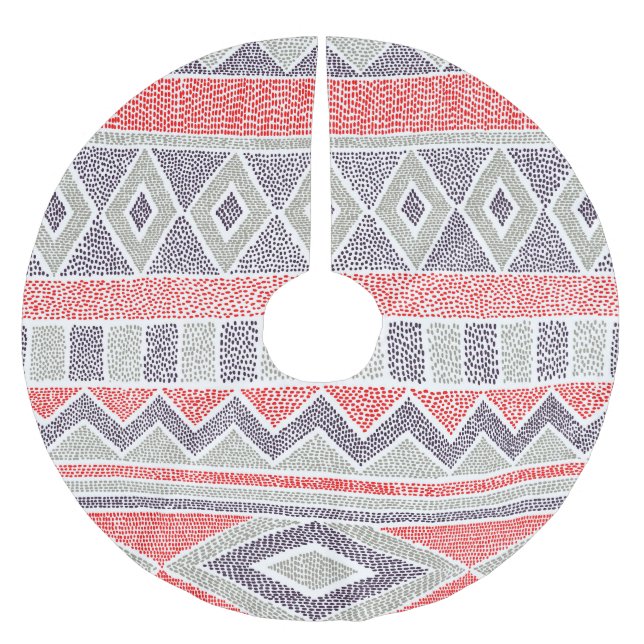 Ethnisch gestreifter Stamm: Handmade Vintag Polyester Weihnachtsbaumdecke (Vorderseite)