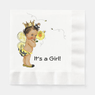 Ethnisch Mädchen Bumble Bee Baby Shower Serviette