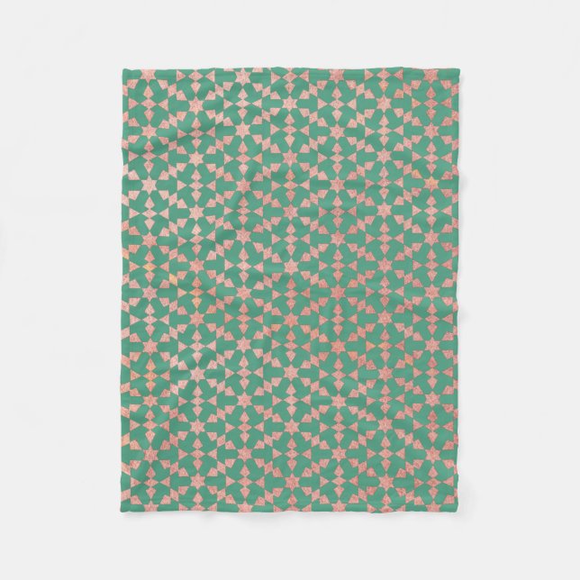 Ethnisch-marokkanisches geometrisches Mosaikmuster Fleecedecke (Vorderseite)