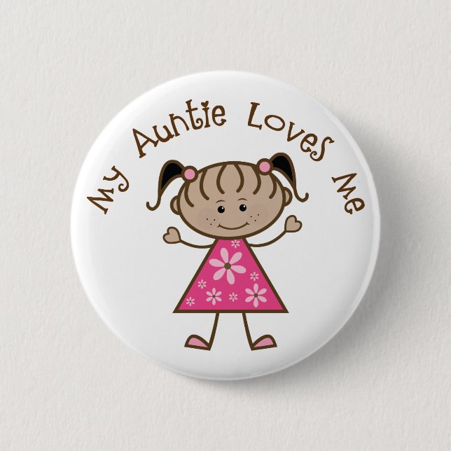 Ethnisch meine Tante Loves Me Gift Button (Vorderseite)