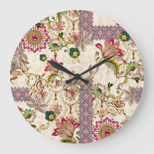 Ethnisch Mughal Floral Paisley Große Wanduhr