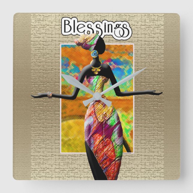 ethnisch quadratische wanduhr (Vorderseite)