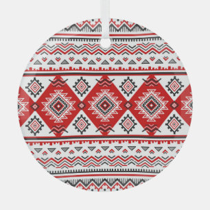 Ethnisch Schwarz Weiß Rot, Ukrainische Motive. Ornament Aus Glas