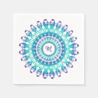 Ethnische aquamarine Mandala. Monogramm.