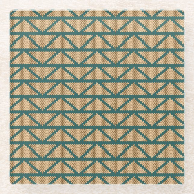 Ethnische Art gestricktes Muster Glasuntersetzer (Vorderseite)