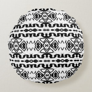 Ethnische Azteken, Vintag gestreiftes Muster. Rundes Kissen