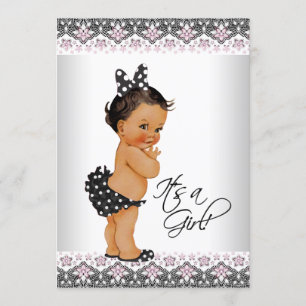 Ethnische Baby-Duschen-Rosa-Spitze-Babyparty Einladung