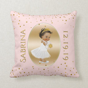 Ethnische Baby-Prinzessin Ballerina Nursery Pink Kissen