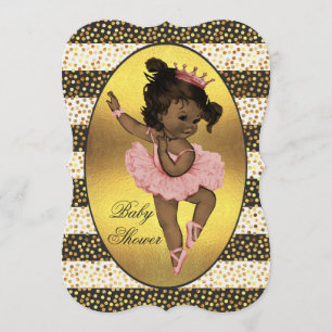 Ethnische Babyparty Prinzessin-Ballerina Stripes Einladung