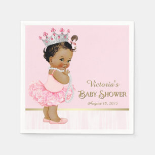 Ethnische Ballerina Prinzessin Rosa Gold Babyparty Serviette